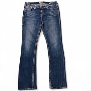 Big Star 32 XL Maddie Boot Jeans Women Blue Denim Distressed Medium Wash Bootcut